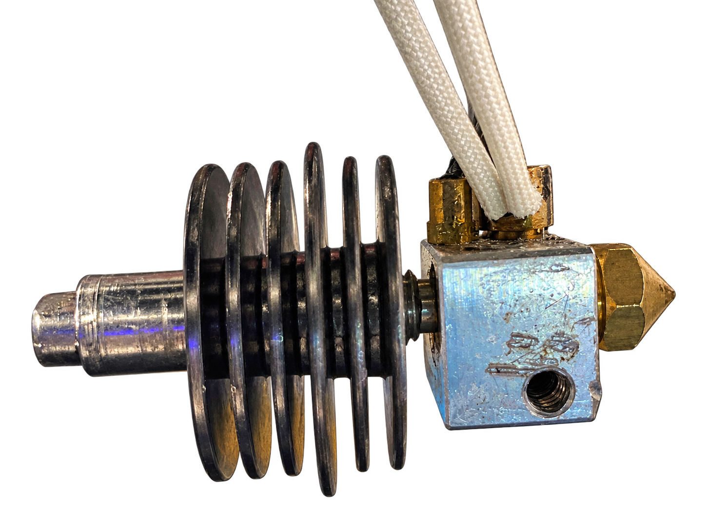 Recorte do hotend com dissipador, bloco aquecedor e bico